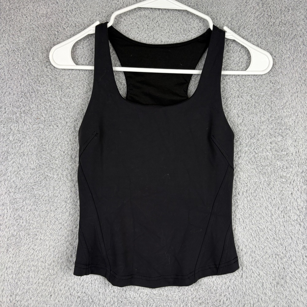 Lululemon Tank Top Womens 0 Black InStill Y Racerback Built In Bra Gym Athletic